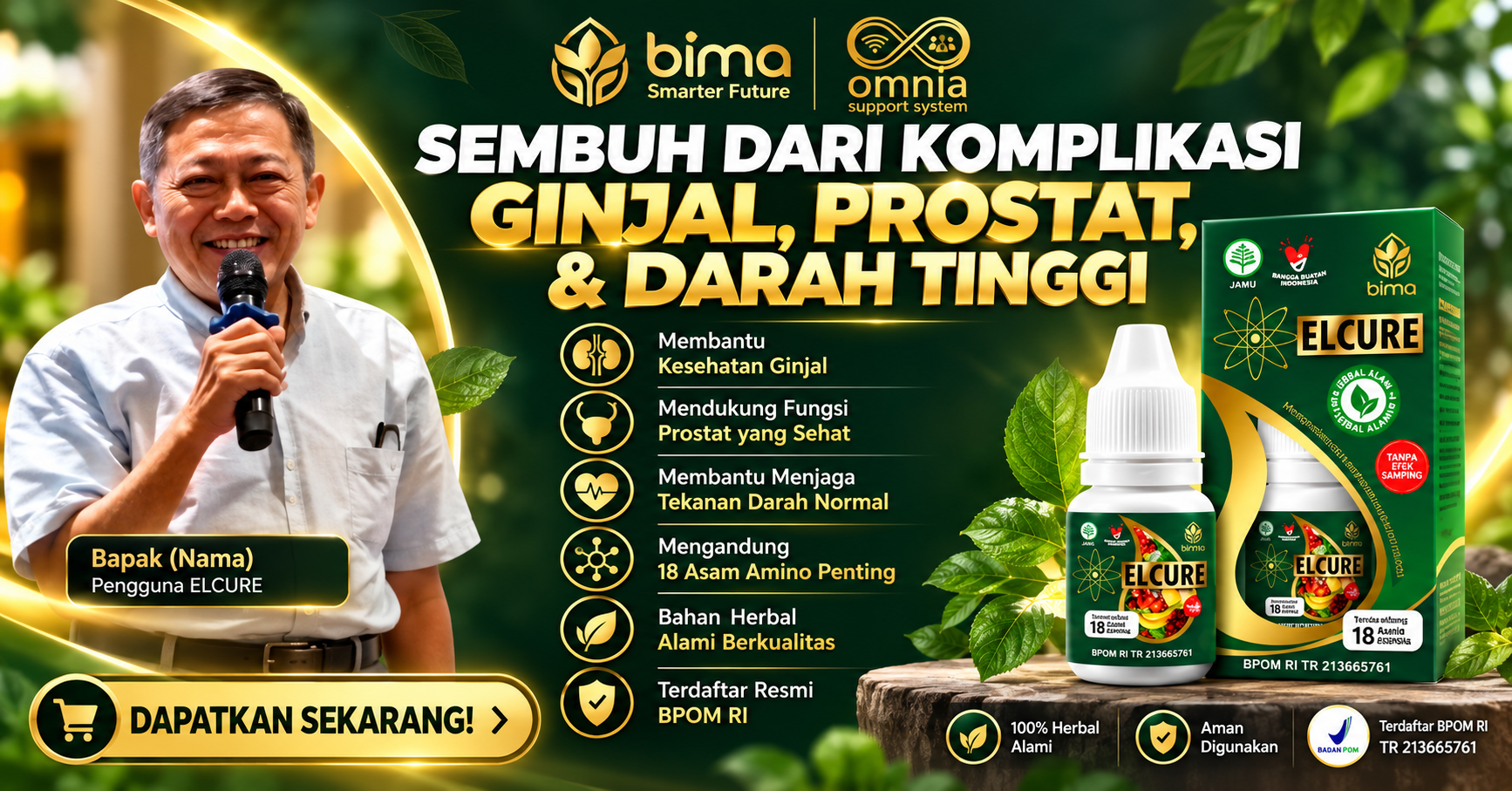ELCURE Testimoni Ginjal, Darah Tinggi dan Prostat